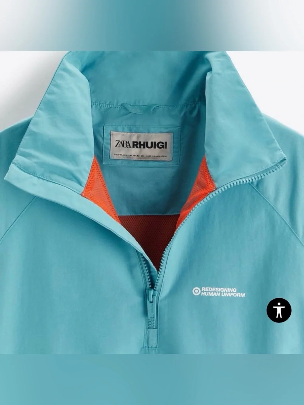 ZARA X RHUIGI limited edition blue Redesigning Human Uniform pullover sz S-M